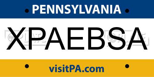 XPAEBSA Pennsylvania License Plate