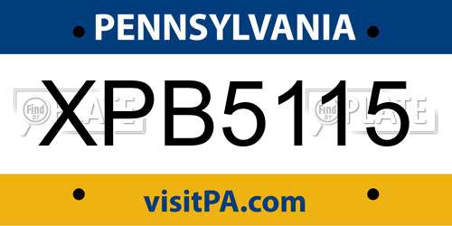 XPB5115 Pennsylvania License Plate