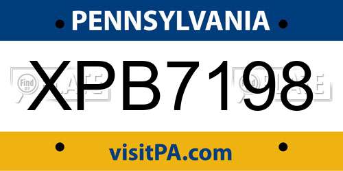 XPB7198 Pennsylvania License Plate