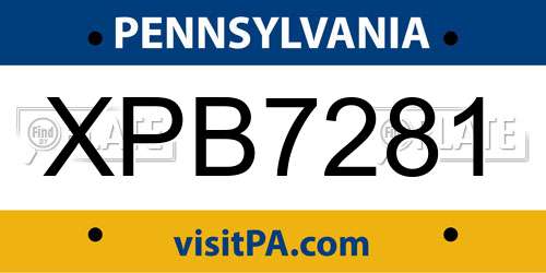 XPB7281 Pennsylvania License Plate
