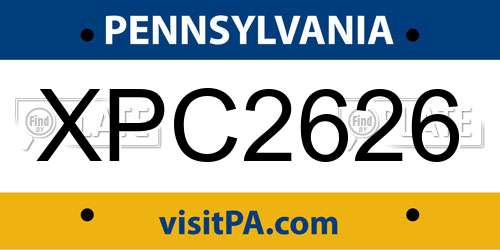 XPC2626 Pennsylvania License Plate