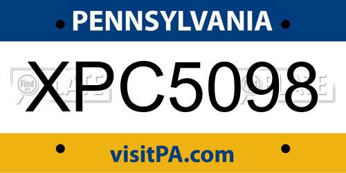 XPC5098 Pennsylvania License Plate