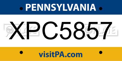 XPC5857 Pennsylvania License Plate