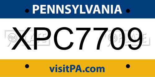 XPC7709 Pennsylvania License Plate