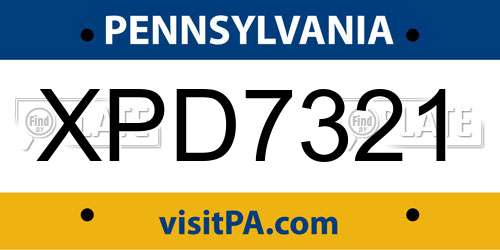 XPD7321 Pennsylvania License Plate