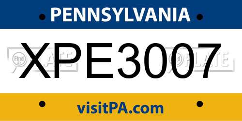 XPE3007 Pennsylvania License Plate