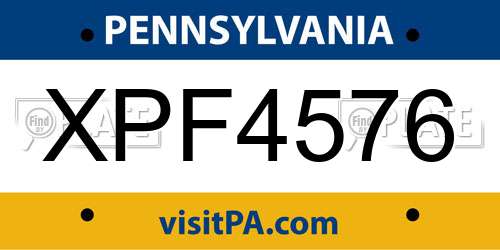 XPF4576 Pennsylvania License Plate