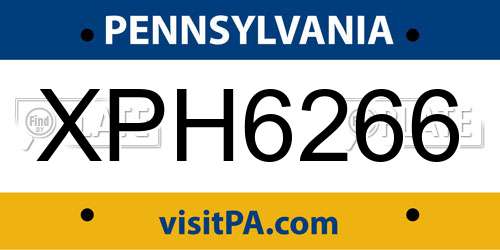 XPH6266 Pennsylvania License Plate