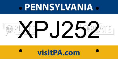 XPJ252 Pennsylvania License Plate