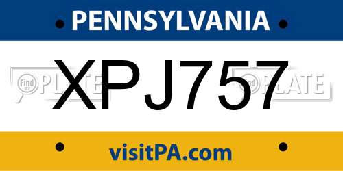 XPJ757 Pennsylvania License Plate