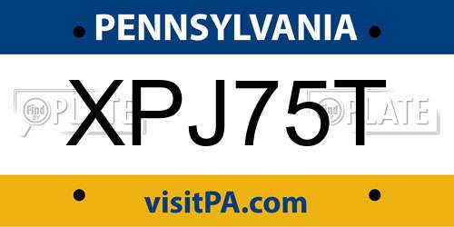XPJ75T Pennsylvania License Plate