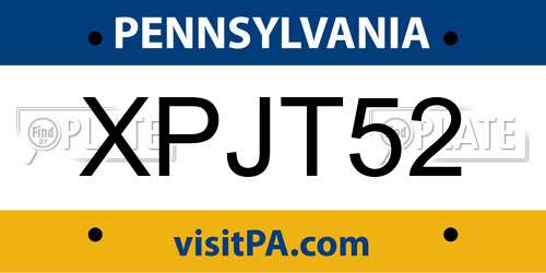 XPJT52 Pennsylvania License Plate