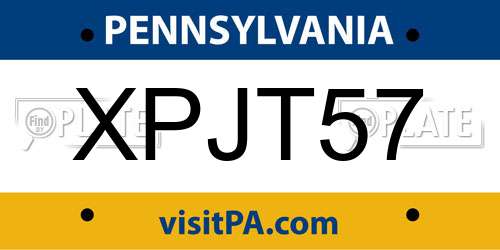 XPJT57 Pennsylvania License Plate