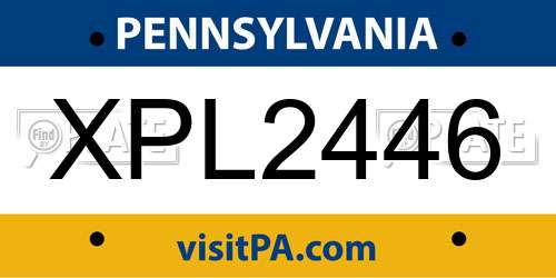 XPL2446 Pennsylvania License Plate