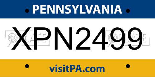 XPN2499 Pennsylvania License Plate