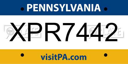 XPR7442 Pennsylvania License Plate
