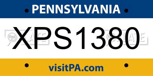 XPS1380 Pennsylvania License Plate
