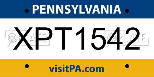 XPT1542 Pennsylvania License Plate