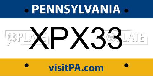 XPX33 Pennsylvania License Plate