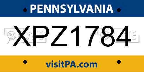 XPZ1784 Pennsylvania License Plate
