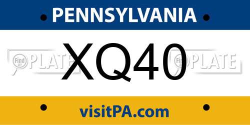 XQ40 Pennsylvania License Plate