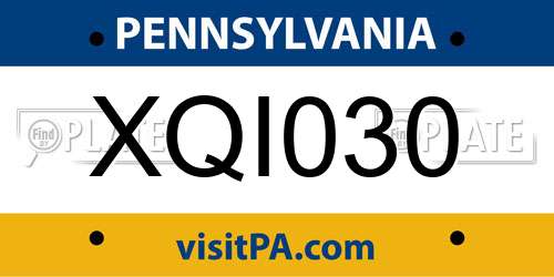 XQI030 Pennsylvania License Plate