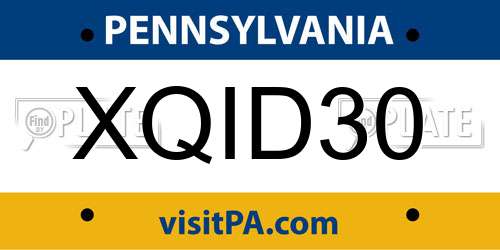 XQID30 Pennsylvania License Plate
