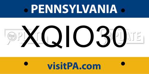 XQIO30 Pennsylvania License Plate