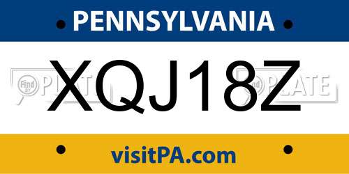XQJ18Z Pennsylvania License Plate