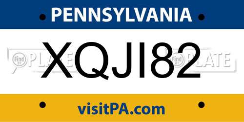 XQJI82 Pennsylvania License Plate