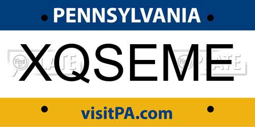 XQSEME Pennsylvania License Plate