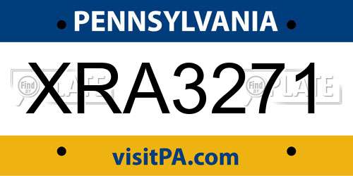 XRA3271 Pennsylvania License Plate