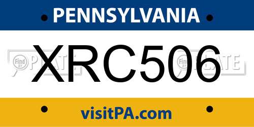 XRC506 Pennsylvania License Plate