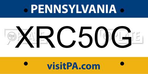 XRC50G Pennsylvania License Plate