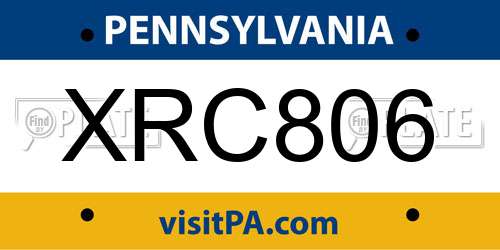 XRC806 Pennsylvania License Plate