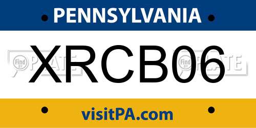 XRCB06 Pennsylvania License Plate