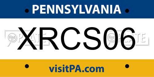 XRCS06 Pennsylvania License Plate