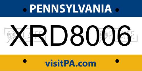 XRD8006 Pennsylvania License Plate