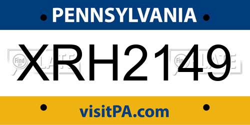XRH2149 Pennsylvania License Plate