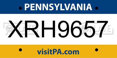XRH9657 Pennsylvania License Plate