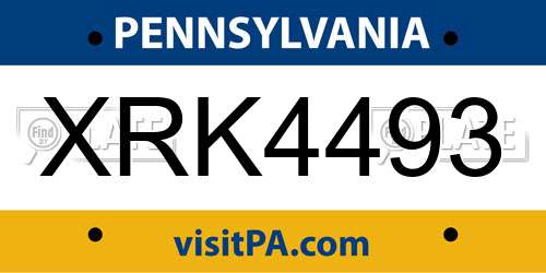 XRK4493 Pennsylvania License Plate