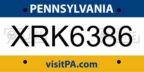 XRK6386 Pennsylvania License Plate