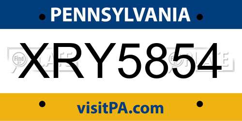 XRY5854 Pennsylvania License Plate