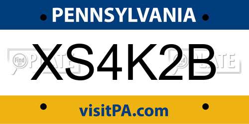 XS4K2B Pennsylvania License Plate