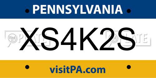 XS4K2S Pennsylvania License Plate