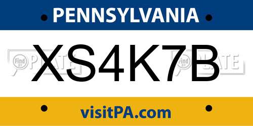XS4K7B Pennsylvania License Plate