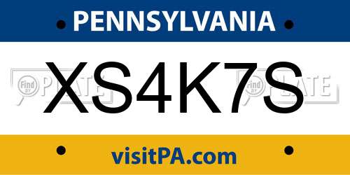 XS4K7S Pennsylvania License Plate