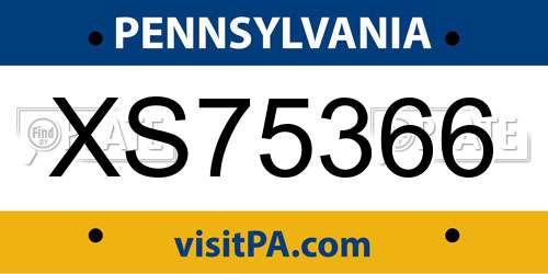 XS75366 Pennsylvania License Plate