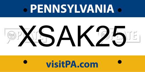 XSAK25 Pennsylvania License Plate