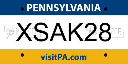 XSAK28 Pennsylvania License Plate